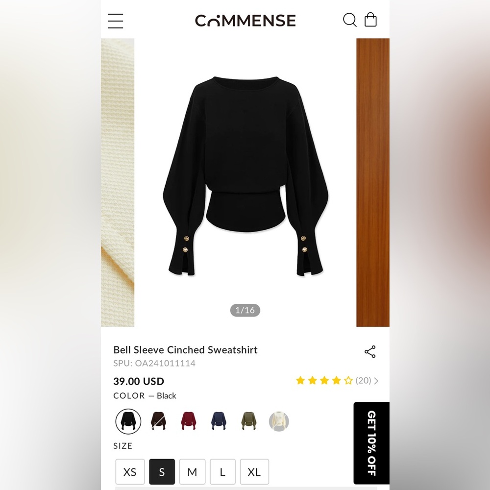 Commense Black Bell Long Sleeve